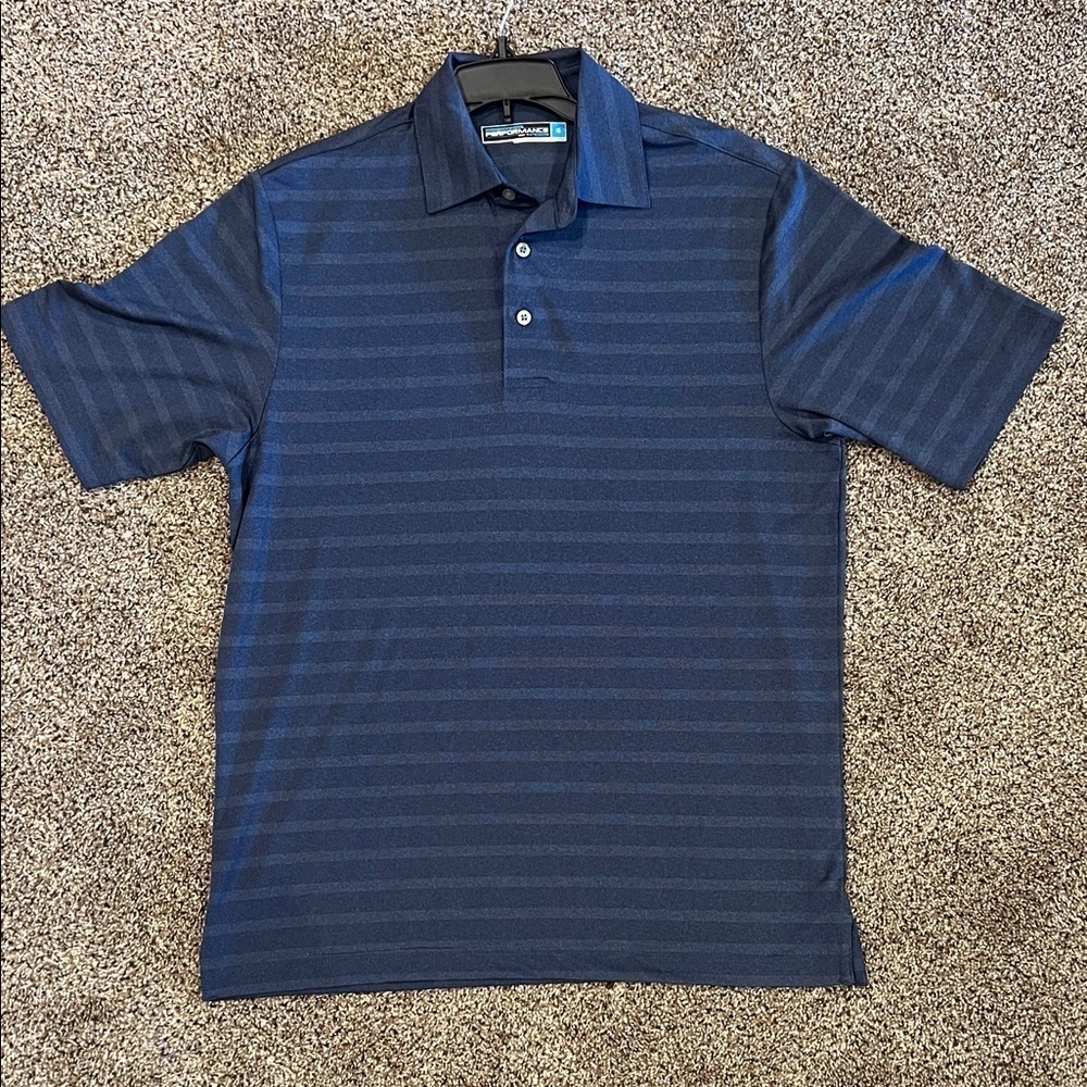Greg Norman Collection Navy Striped Polo Shirt